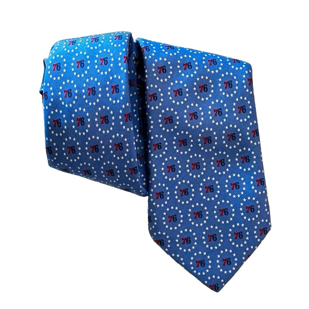 Vineyard Vines Mens Silk Tie Philadelphia 76ers NBA Blue Stars Logo Custom Prep